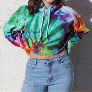 rainbow tie dye cropped hoodie